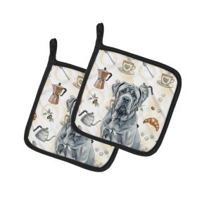 Blue Neapolitan Mastiff Coffee Bar Pair of Pot Holders Pair 7.5x7.5 Quilted Insulated Hot Pads Decorative Kitchen Gift Made in USA
